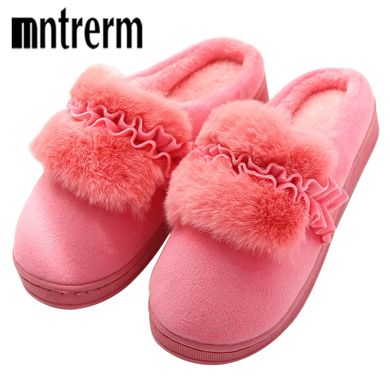 

Mntrerm Female Shoe Plush Thick Indoor Slipper Women Winter Warm Home Slippers Cute Fur Flat Shoes Autumn And Winter For Couple
