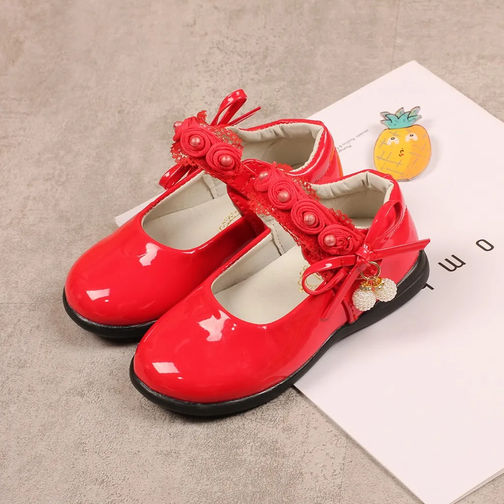 SAGACE Baby Shoes Toddler Children Infant Kids Baby Girls Pearl Lace Flower Dance Single Princess Shoes Baby Shoes JUN19