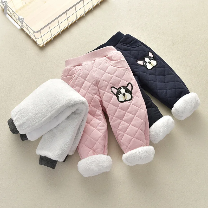 Children Winter Pants Fashion Boys Girls Cotton Cartoon Thick Warm Trousers Waterproof Pants 2-7 Years Baby Kid Pant