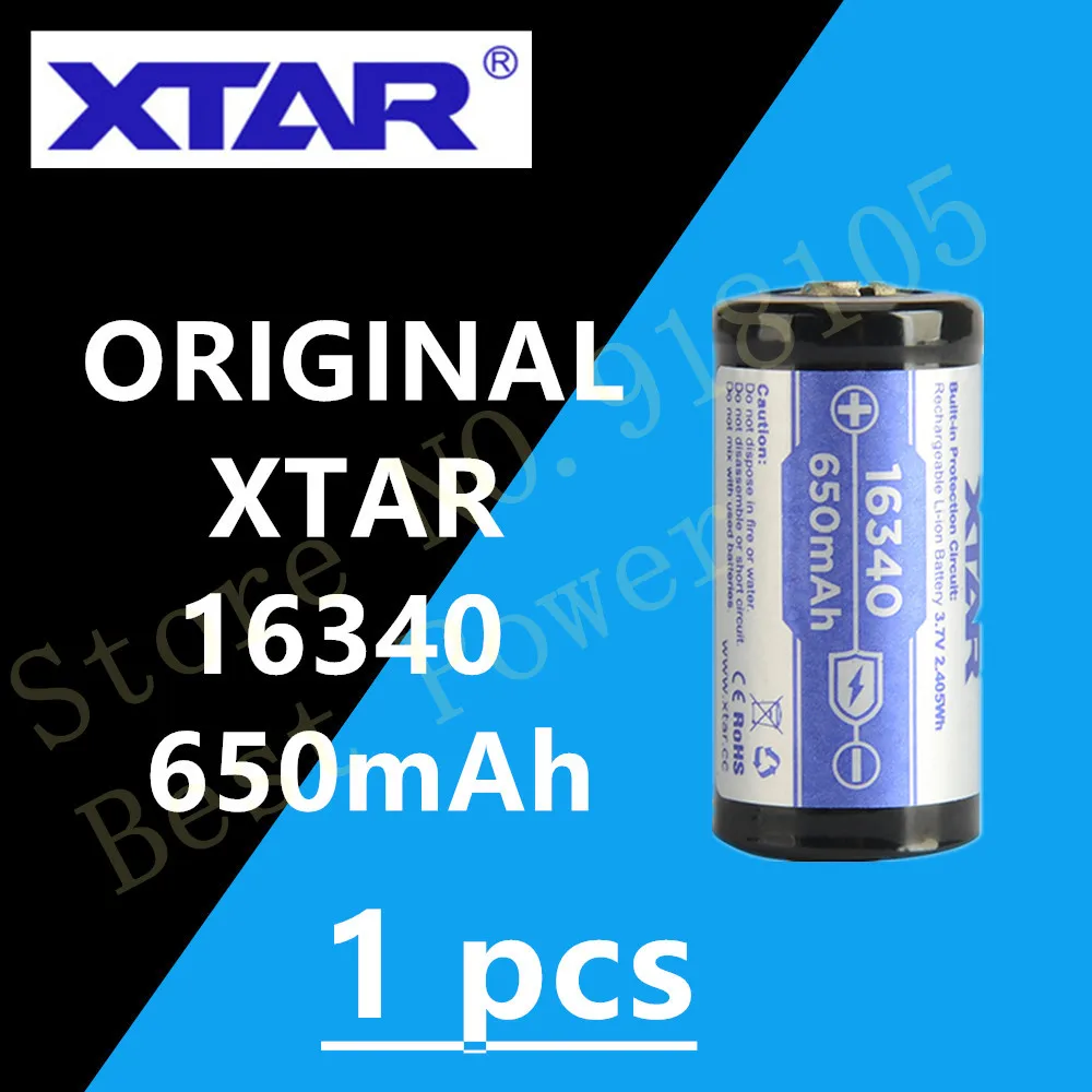 

1 pcs Li-ion XTAR 16340 650 mAh 3.6V Protected Lithium Rechargeable Battery Compatible with MC1 MC2 PB2 VC2 VC4 SV2 VP4 charger