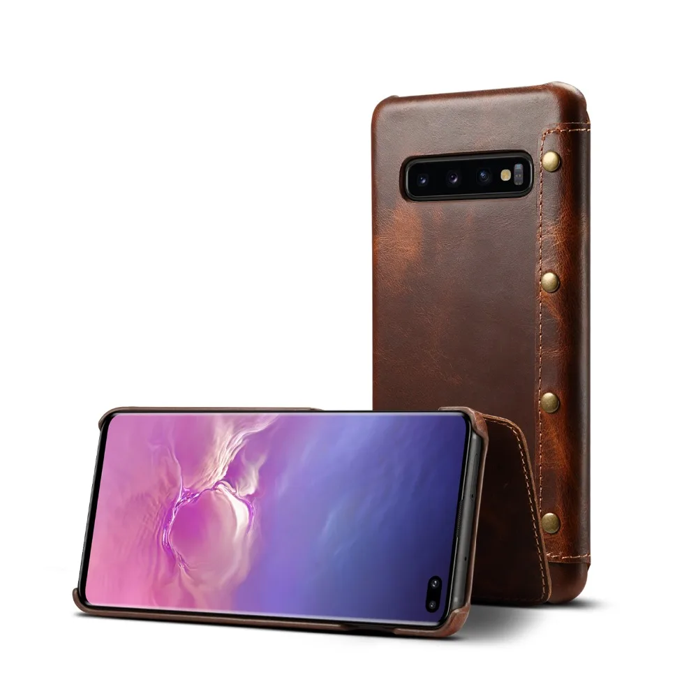 Флип чехол из натуральной коровьей кожи для Samsung S10 + S9 Plus S10e Note 9 8|Бамперы| |