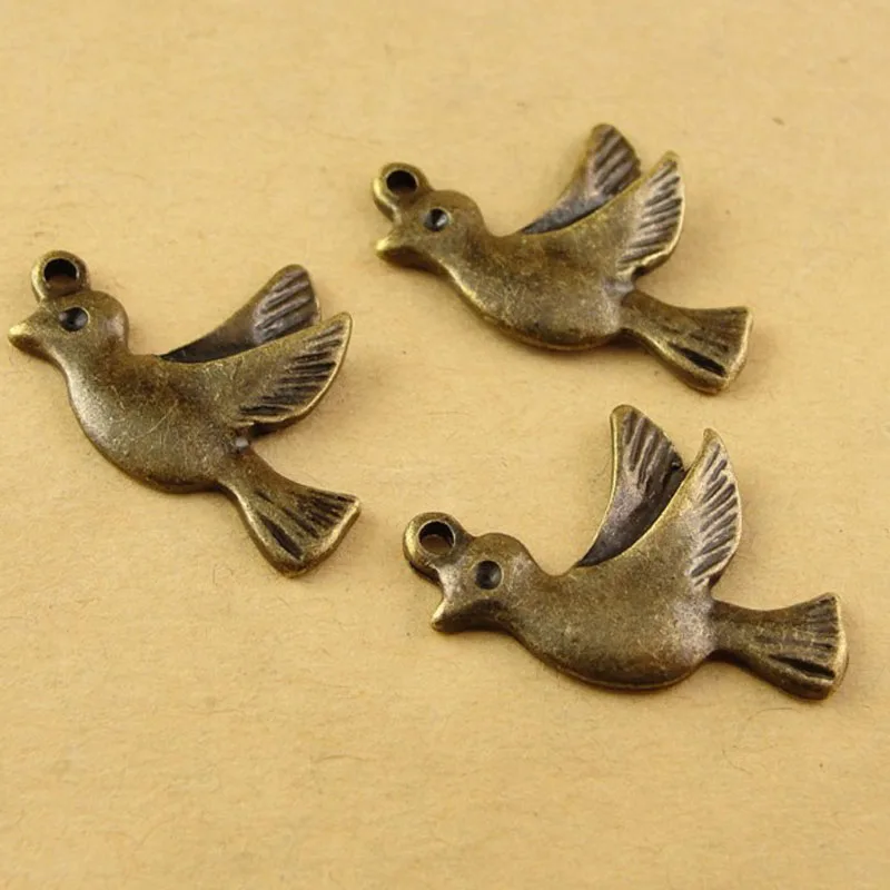 15*22MM Antique Bronze Vintage Retro wholesale mobile phone pigeon dove