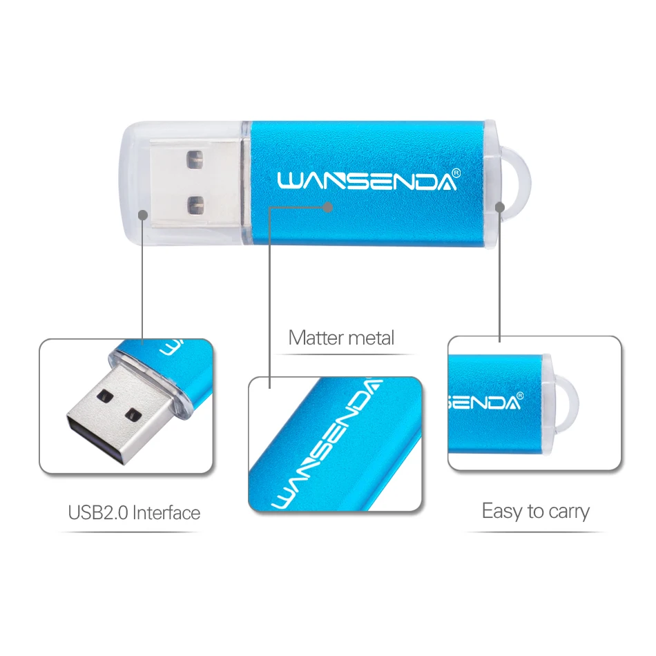 WANSENDA металлический USB флэш накопитель мини 8 ГБ 16 32 64 Гб фактическая емкость