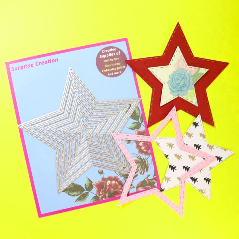 

Surprise Creation Cutting dies 5-Piece Stitched Star 12x12cm Scrapbook Craft DIY Metal Stencil