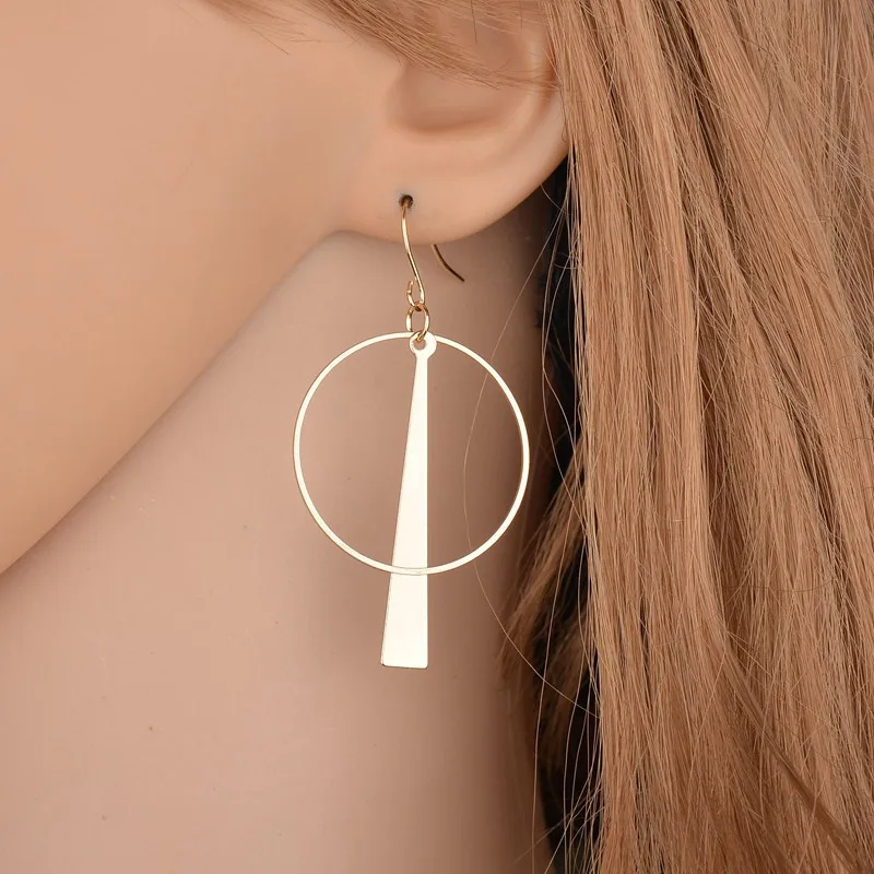 

Simple Retro Long Circle Ear Line Geometric Earrings For Women Temperament Statement Party Pendientes EH363