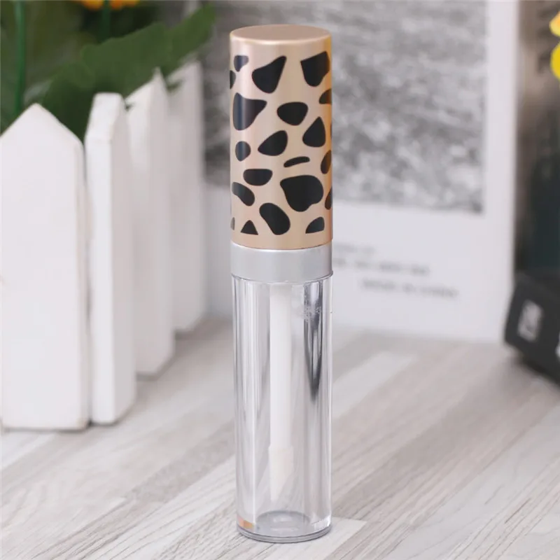 5ml High Quality Empty Leopard Clear Lip Gloss Tube DIY Cosmetic Lip Balm Bottle Container ABS Lid& PS Bottle Free Shipping