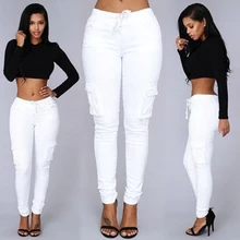 Однотонные хлопковые длинные брюки женские эластичный пояс, карманы свободные брюки плюс размер 2XL повседневные брюки для отдыха черный белый