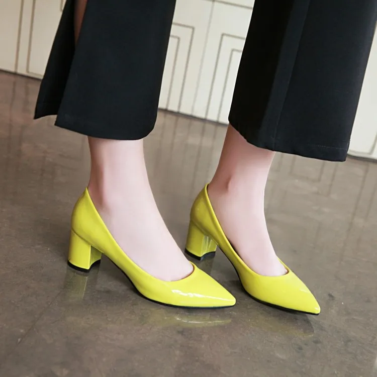 

Big Size 9 10 11 12 ladies high heels women shoes woman pumps Pointed shallow-mouthed solid-color thick-heeled single shoes