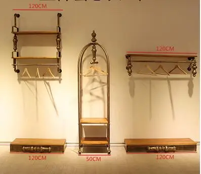 New clothes store display rack. Clothes rack clothing display shelf. Floor store shelves 1109