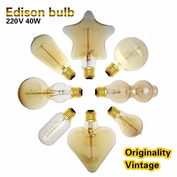 

Vintage Edison Bulbs E27 Incandescent bombillas ST64 G80 G95 G125 T10 T45 Filament Bulb Retro Edison E27 Lampara AC 220V 40W