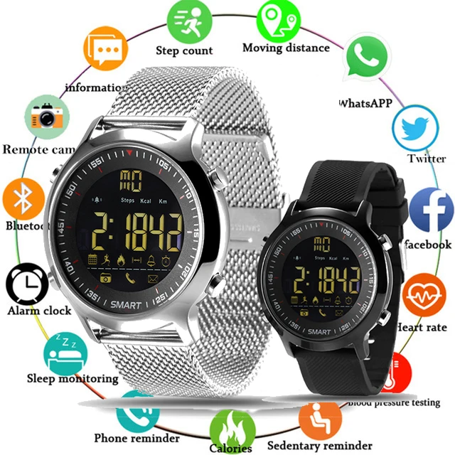 

Smart Watch Sport Waterproof pedometers Message Reminder Bluetooth Outdoor swimming men smartwatch for ios Android phone EX17 18