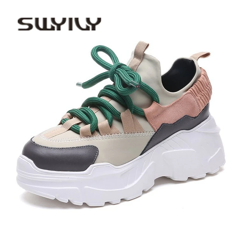

SWYIVY Ulzzang Sneakers Woman Platform Hot Sale DAD Shoes Summer Autumn Female Casual Shoes Comfortable Ladies Leisure Sneakers