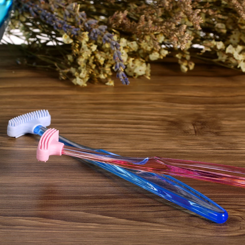 Oral Care Tongue Scraper Brush Cleaner Soft Silicone Head Oral Hygiene
