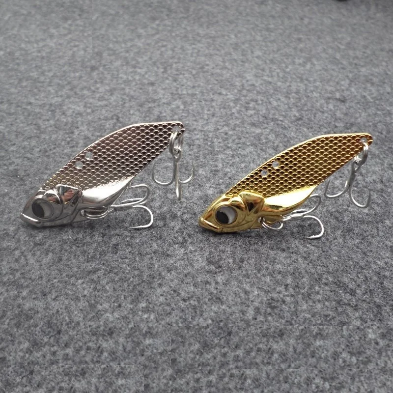 Metal Spoon VIB Lures 7G 10g 15G Vibrations Fishing bait Bass Treble With 3 Hooks Lead Hard Fish Cicada Lure Bass Crank Bait