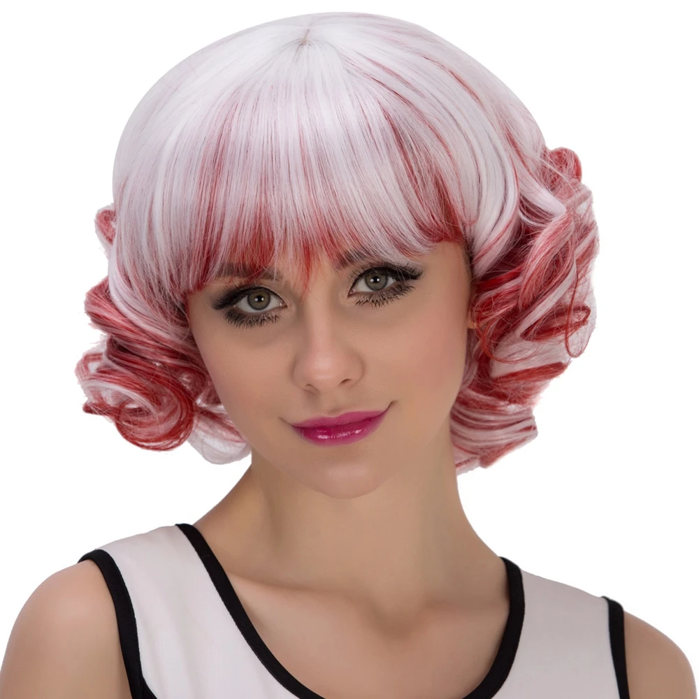 Suhu Tinggi Sintetis Rambut Wanita Penuh Wig Harajuku Highlights