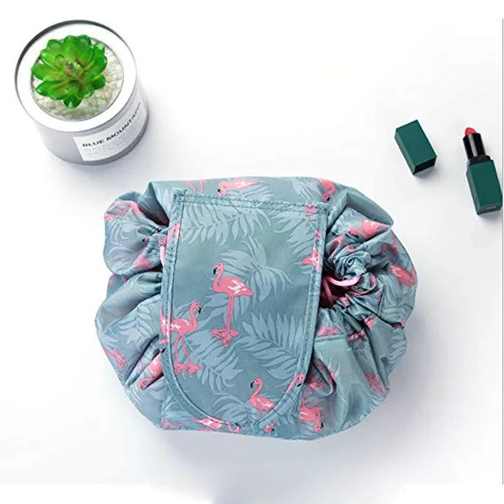 Large Capacity Lazy Makeup Toiletry Bag Drawstring Portable Travel Casual Waterproof Quick Pack Magic Makeup Storage Bag Perfect for Women Girls (Flamingo)02