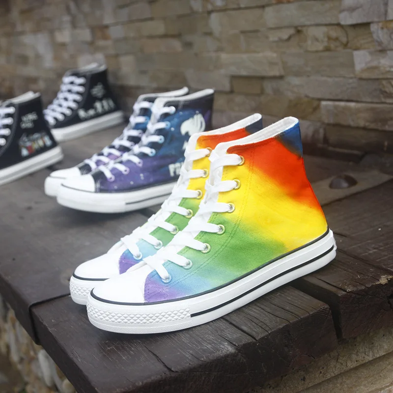 2019 High Help Canvas Shoe Casual Platform Shoes Woman Rainbow Hand Shoes Zapatos De Mujer Sneakers Women Sneaker Femme