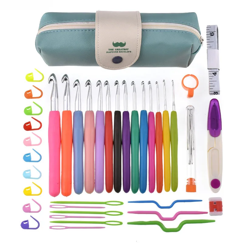 

14pcs 2.0-10.0mm Crochet Hooks Set Big Size 8.0 9.0 10.0mm Soft Handle Crochet Needles Yarn Weave Knitting Needles Set With Bag