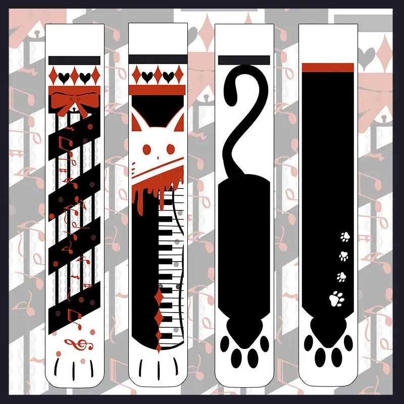 2019 1 Pair cute cat Long Knee Sock Girls Womens Fashion printed thin Nylon Stockings Opaque Female High Over Knee Socks 5S-SW02