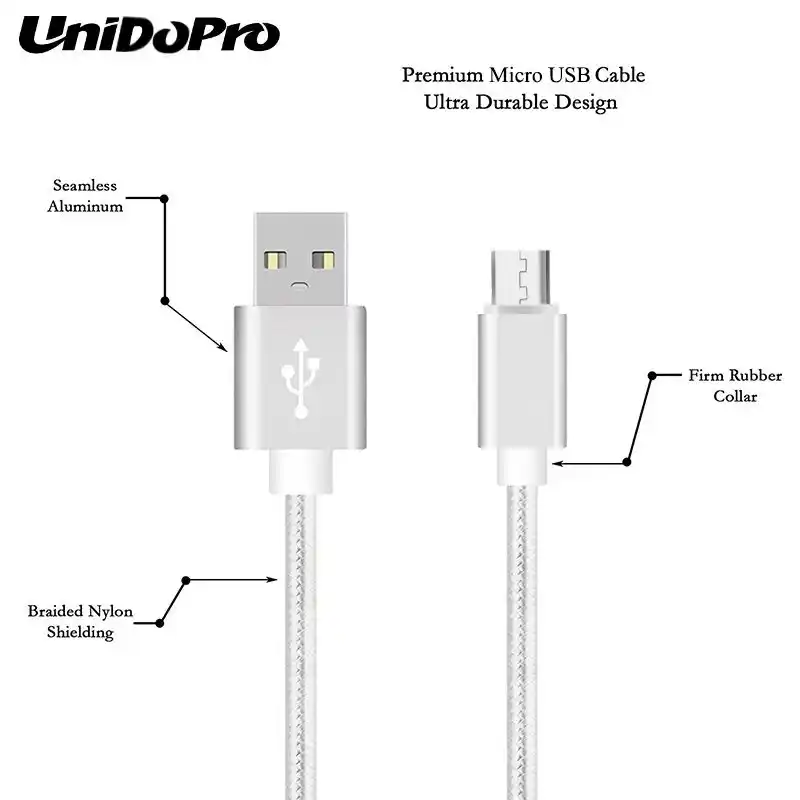 Cuero Micro USB Cable de datos de carga rápida-Alcatel 3x//Alcatel 3L//Alcatel 3