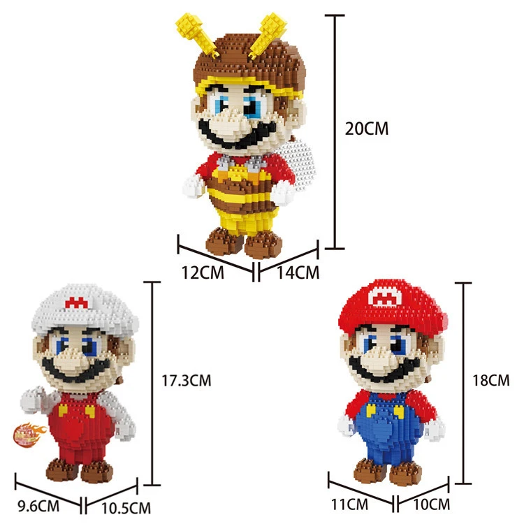 

Classic cartoon game image super mario bros nanoblock nintendoes Bee clothes image micro diamond building block assemable toys