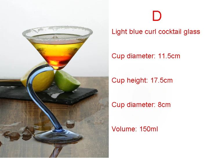 Цвет для стакана для коктейля чашки креативные загнутые пуговицы очки с пружинками высокого цвета витражные стеклянные коктейли чашки для шампанского