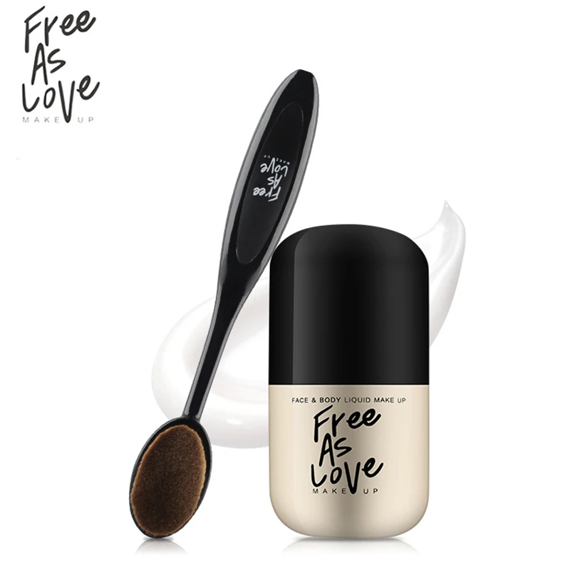 

FREE AS LOVE Top Brand Face Makeup Liquid Foundation Waterproof Concealer Foundation Whitening Moisturizer With Foundation Brush