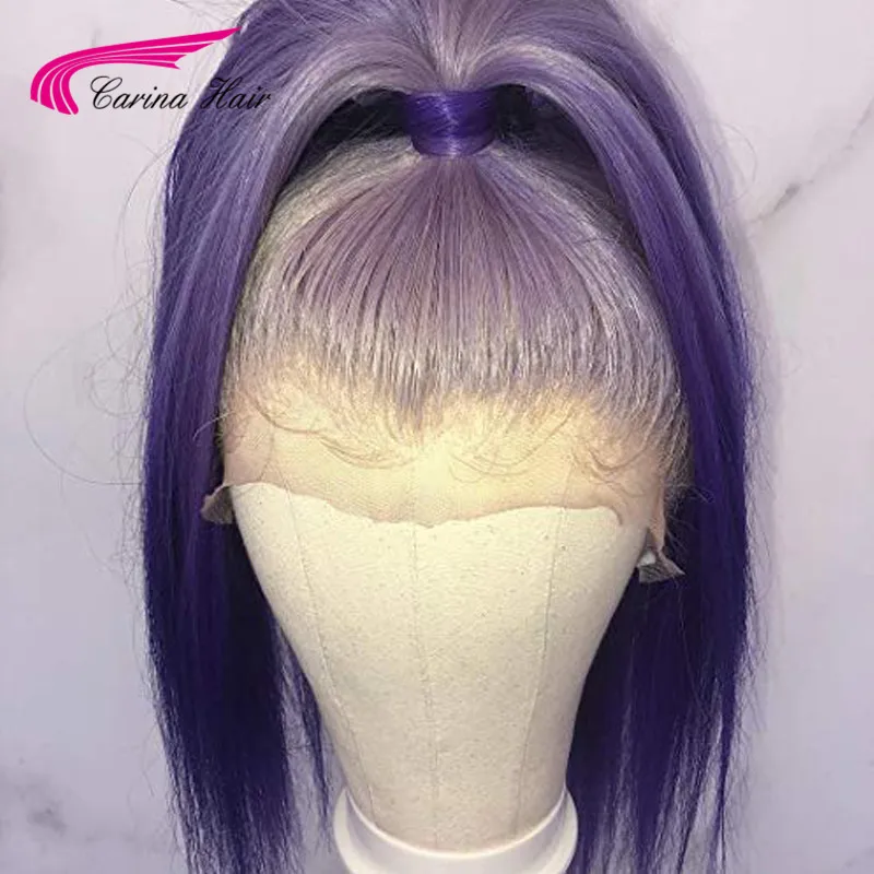 Carina Волосы Фиолетовые человеческие волосы парики бразильские волосы remy парик фронта шнурка с отбеленными узлами предварительно выщипанные волосы для женщин