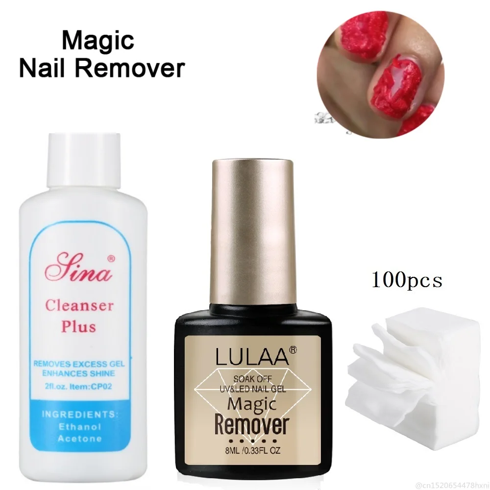 

Nail Polish Remover Set Burst Magic Remove UV Gel Soak Off Removes Excess Gel Enhances Shine Cleanser Unloading Towel TSLM1