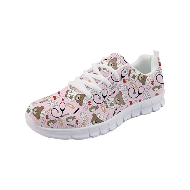 

THIKIN 2019 Spring Summer Mesh Anti-Odor Lace-up 3D Custom Nursing Bear Baby Prints for Teen Girls Skid-Proof Beach Casual Shoes