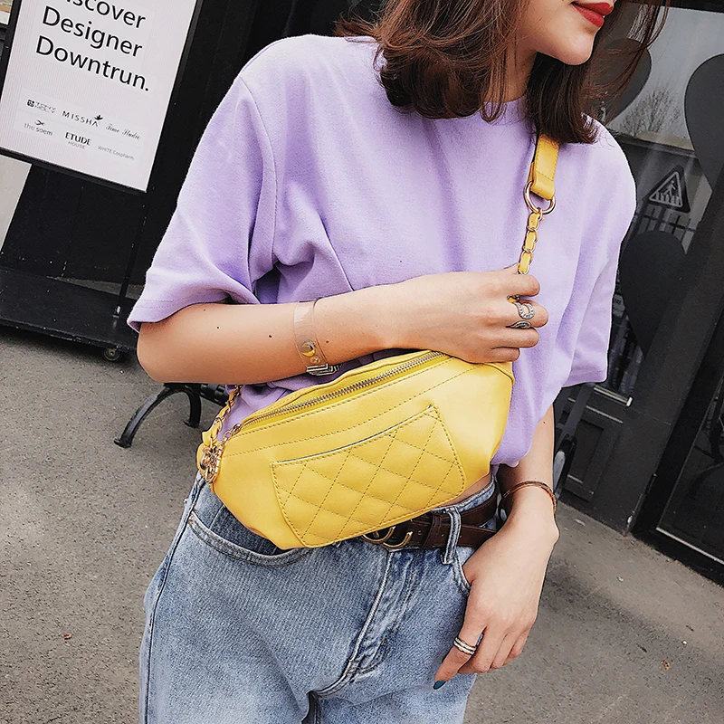 Janespri Fashion Waist Bag Women Fanny Waist Packs High Quality Quilted Belt Bag PU Leather Ladies Handbag Crossbody Chest Bag (12)