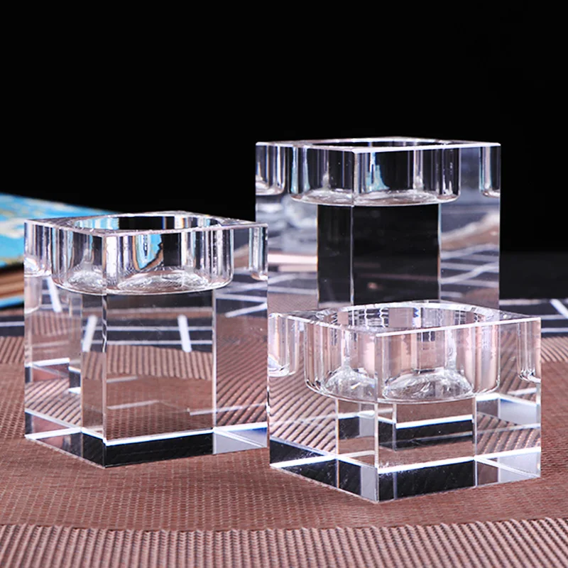 3 шт./компл. прозрачный K9 Кристальный куб подсвечник чашки 3 размера Европейский подсвечник держатели для свадьбы домашний декоративный подсвечник