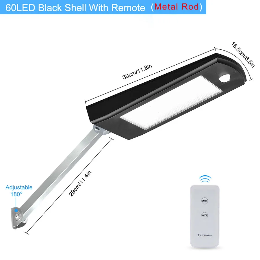 48/60 светодиодный беспроводной солнечный светильник s светодиодный Открытый Декор водонепроницаемый PIR датчик движения Солнечный настенный светильник для сада уличные солнечные лампы - Испускаемый цвет: 60D Black Remote