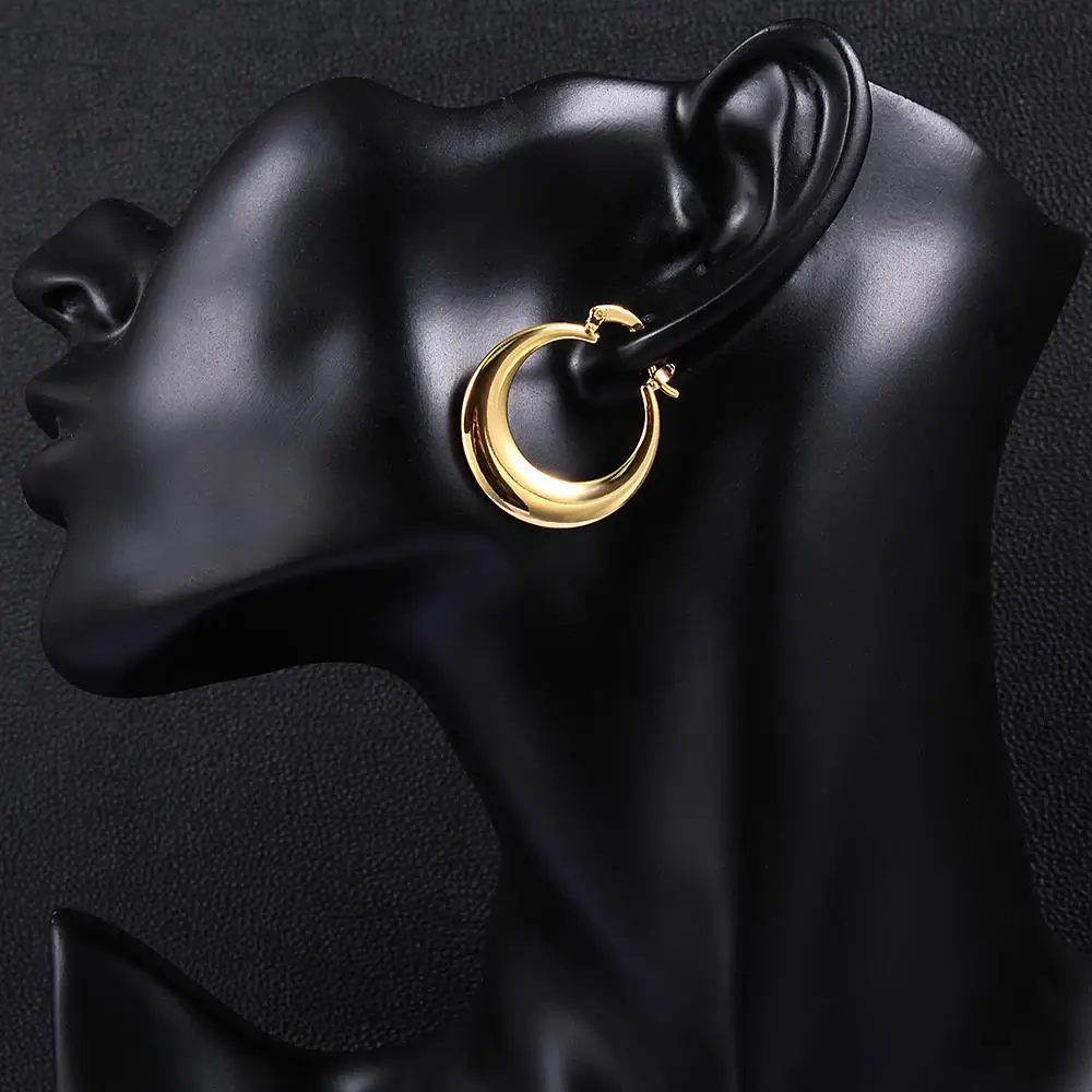 Серьги-кольца из розового золота с круговой петлей в форме полумесяца, креольские круглые серьги-кольца для женщин и девушек, массивные ювелирные изделия, букле d'oreille Aros Arete