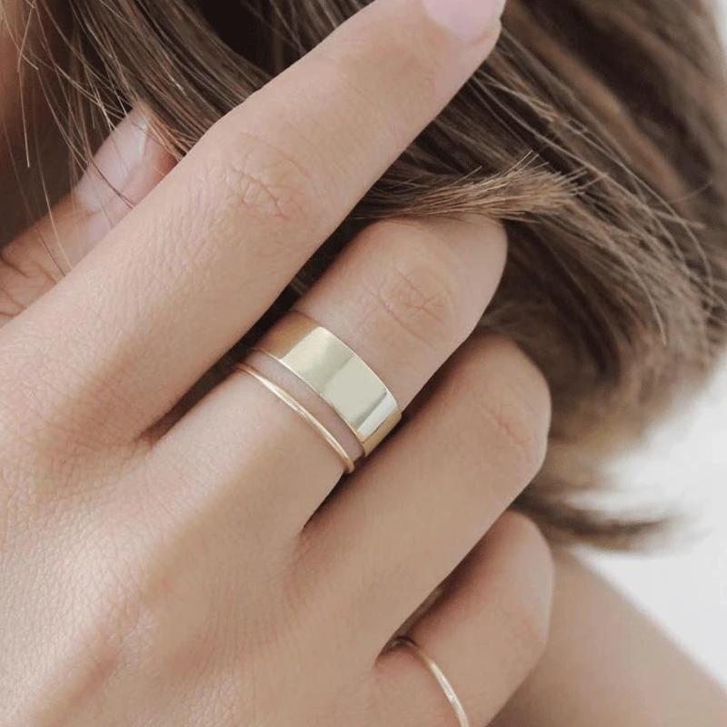 

Fashion Stainless Steel Wedding Ring Set Silver Adjustable Trendy Simple Geometric Gold Ring for Women Engagement Jewelry