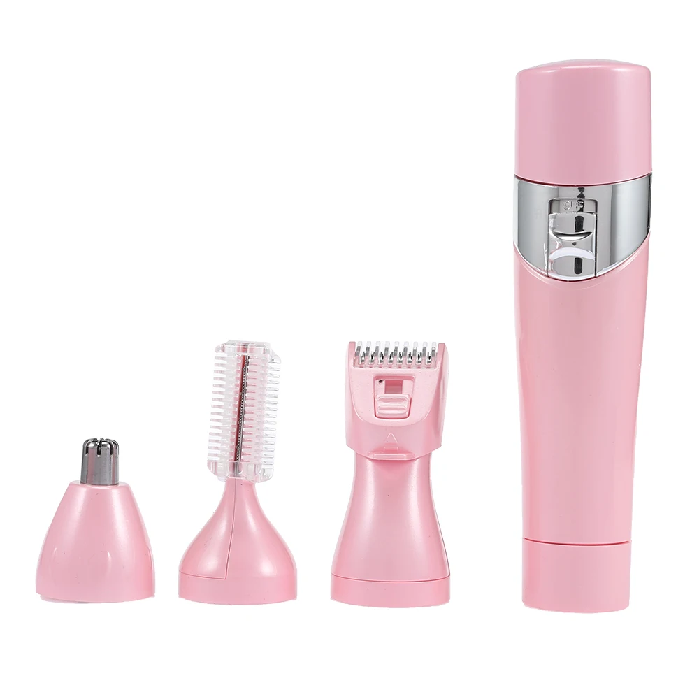 4 в 1 портативный Электрический эпилятор depilador для женщин удаление волос Бритва для бровей машинка для стрижки волос в носу Женская бритва машина для бритья - Цвет: Pink
