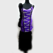 Стиль Костюмы для латинских танцев сексуальный перо спандекс конкурс латиноамериканских танцев платье для женщин ребенок латинские танцевальные платья S-4XL F31