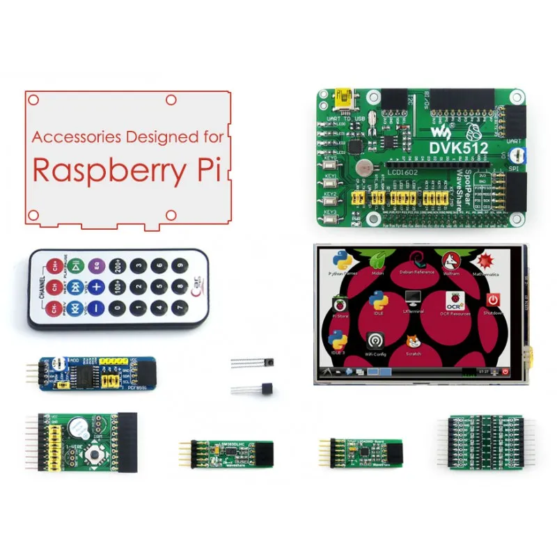 Waveshare RPi аксесс для Raspberry Pi в том числе Плата расширения DVK512, ЖК-дисплей, модули, и кабели