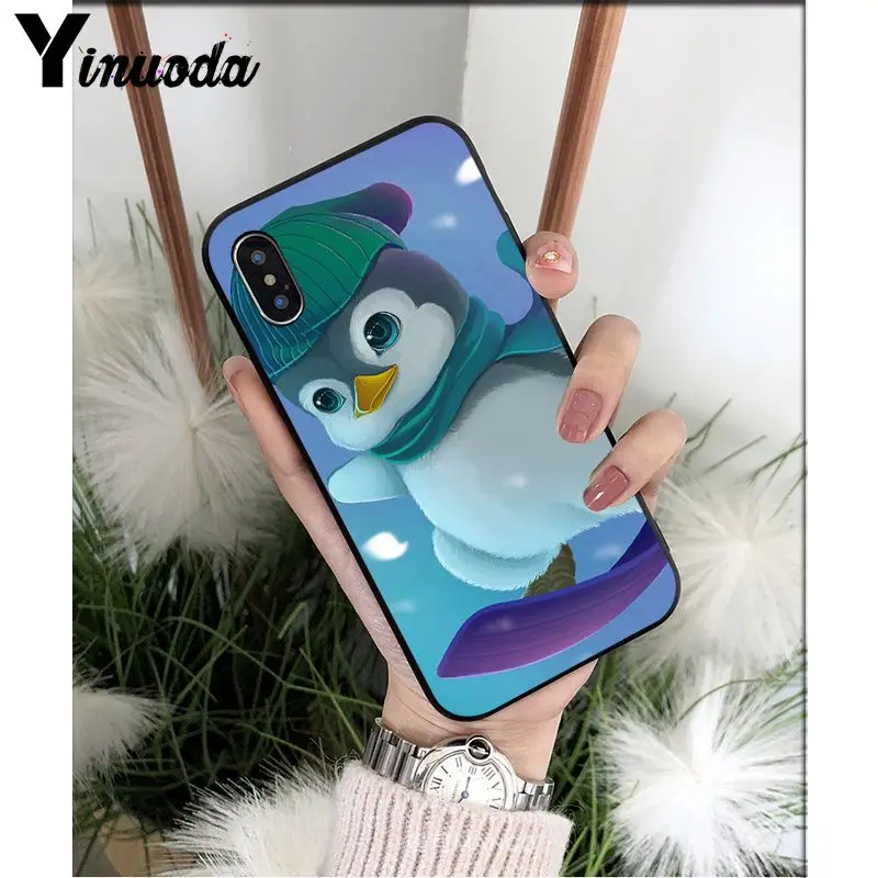 Yinuoda милый мультяшный Пингвин мягкий силиконовый черный чехол для iPhone X XS MAX 6 6s 7 7plus 8 8Plus 5 5S SE XR - Цвет: A9