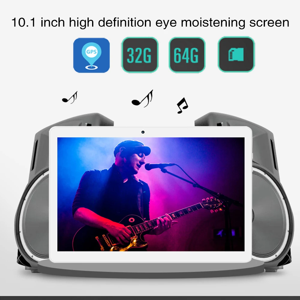 

NERLMIAY 2019 10.1" Tablet Android 4.4 2GB RAM 32GB ROM Multi-Touch Bluetooth 4.0 Double SIM Card High-Grade Portable Tablet PC