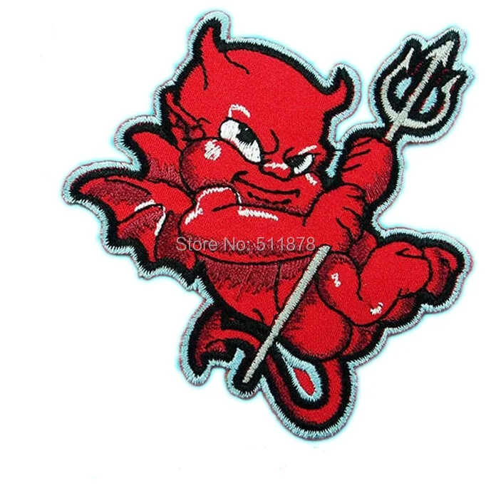 

SEXY RED DEVIL DEMON BOY Satan biker vest patch jacket Uniform punk applique badge costume iron on patch for clothing