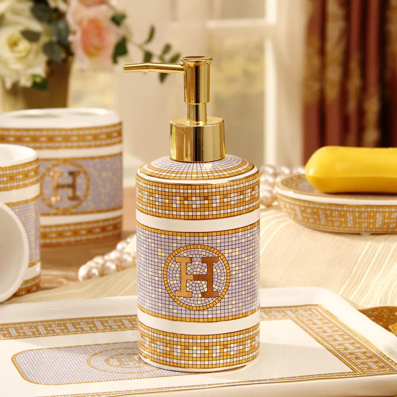Ceramic soap dispenser magnesia porcelain "H" mark mosaic design soap