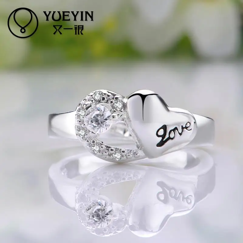Wedding Rings Silver Plated Heart-shaped Temperament Women Rings Hot Sale