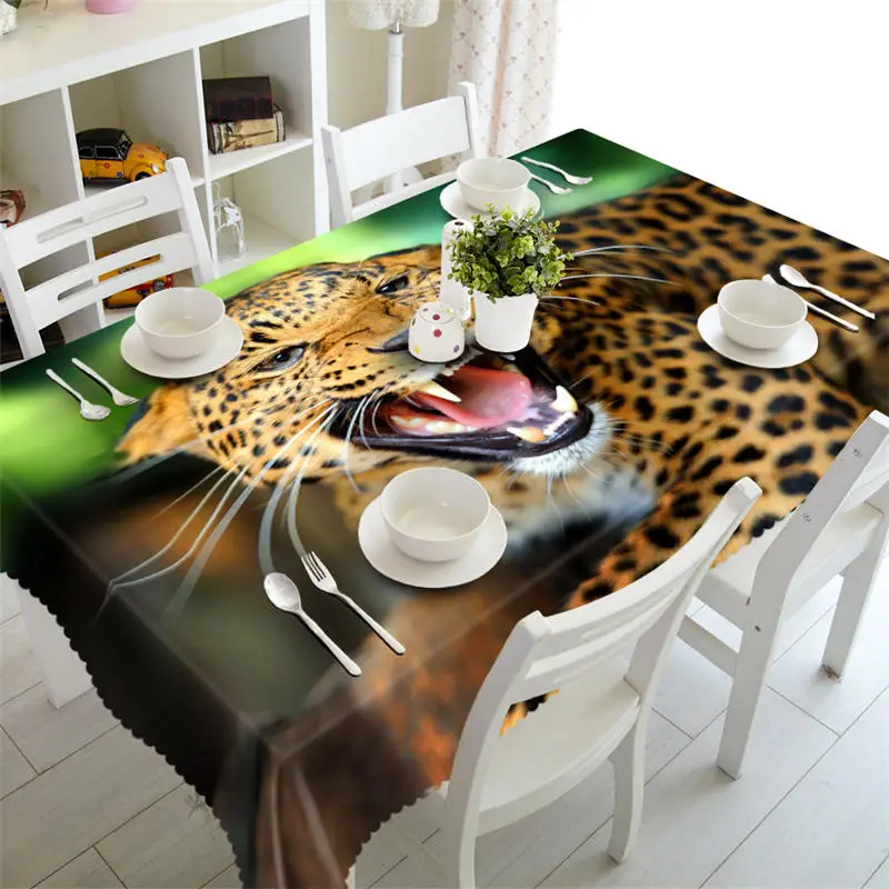 

3D Tablecloth Tiger leopard cartoon Pattern Polyester Dustproof Table cloth Christmas Dinner Decoration Table Cover