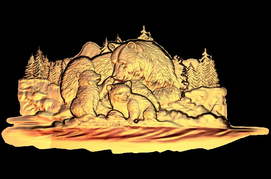 

Bears 3D Relief Model in STL format CNC Router Carving Engraving Artcam aspire M106