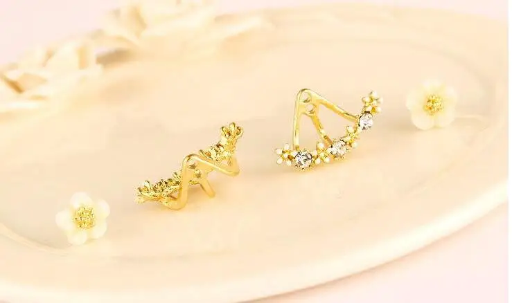 Новые модные хрустальные серьги гвоздики с цветком букле d'oreille для женщин