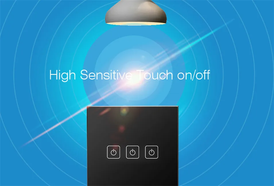 EU Standard Eruiklink Wireless Remote Control Touch Switch 2gang 1 Way,RF433 Smart Wall Switch,Glass Panel,Big Remote Controller-1
