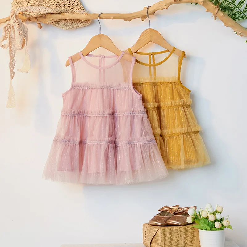 

2019 Korean Style Girls Volie Cotton Dress Sleeveless Summer Girls Dresses 0-4 years