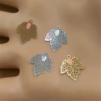 

12mm*15mm Copper Maple Leaf Slice Hollow Out Filigree Wraps Connectors Charm DIY Jewelry Accessories 200PCS
