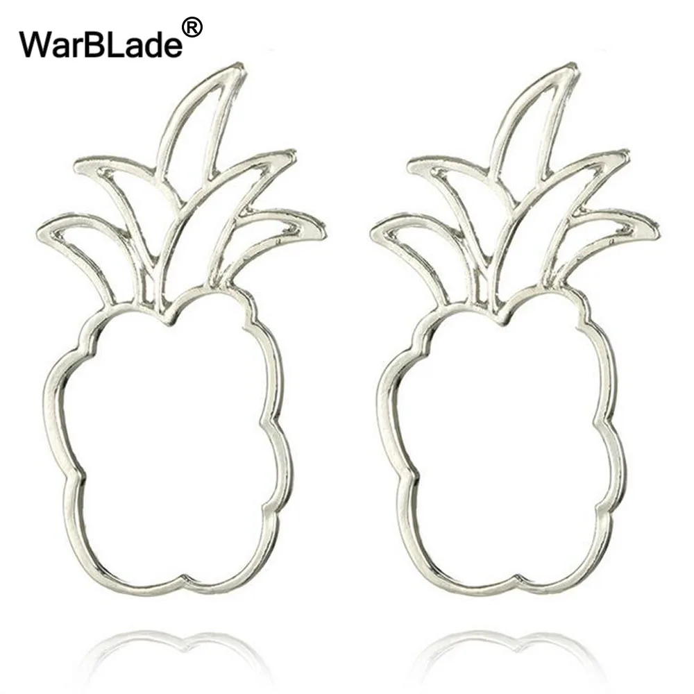 

WarBLade 10pcs Charming Cute Pineapple Stud Earrings Summer Style Gold Hollow Pineapple Earring Big Statement Jewelry For Women